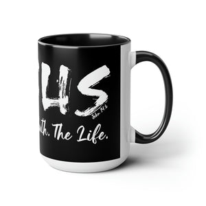 JESUS: The Way - The Truth - The Life - Two-Tone Coffee Mugs, 15oz