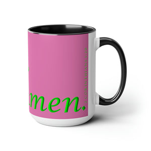 (Pink & Green) Coffee Mugs, 15oz