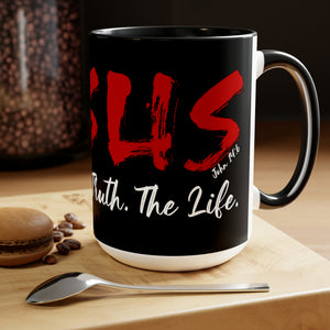 JESUS:  The Way - The Truth - The Life - Two-Tone Coffee Mugs, 15oz