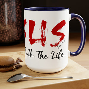 JESUS:  The Way - The Truth - The Life - Two-Tone Coffee Mugs, 15oz