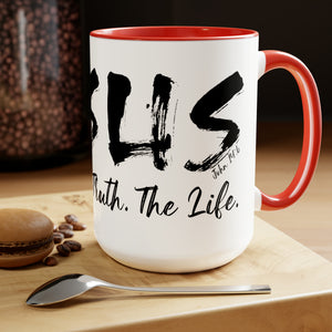 JESUS:  The Way - The Truth - The Life - Two-Tone Coffee Mugs, 15oz