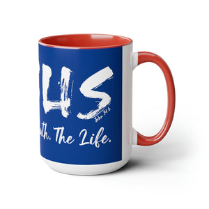 JESUS:  The Way - The Truth - The Life - Two-Tone Coffee Mugs, 15oz