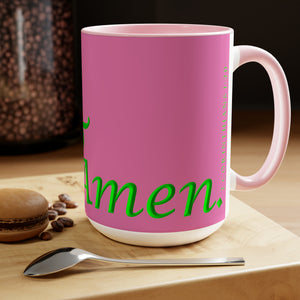 (Pink & Green) Coffee Mugs, 15oz