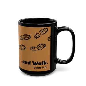 John 5:8 - WALK - Cocoa-Colored Black Ceramic Mug, (15oz)