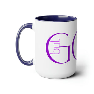 But GOD (Purple) - Two-Tone Coffee Mugs, 15oz