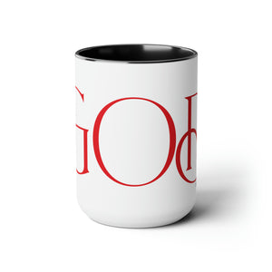 But GOD (Red) Two-Tone Coffee Mugs, 15oz