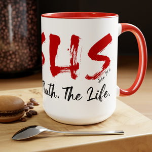 JESUS:  The Way - The Truth - The Life - Two-Tone Coffee Mugs, 15oz