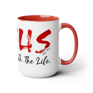 JESUS:  The Way - The Truth - The Life - Two-Tone Coffee Mugs, 15oz