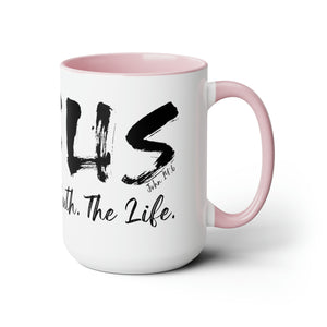 JESUS:  The Way - The Truth - The Life - Two-Tone Coffee Mugs, 15oz