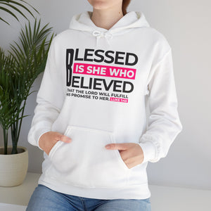 Blessed is She Who Believed Women's Heavy Blend™ Hoodie