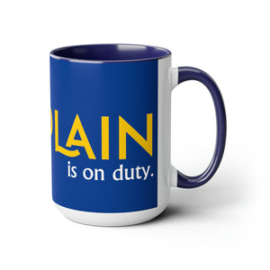 Chaplain (is on duty) (Gold/Dark Blue) Two-Tone Coffee Mugs, 15oz