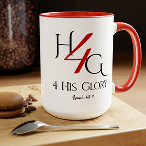 4 His Glory (Red) Coffee Mugs, 15oz