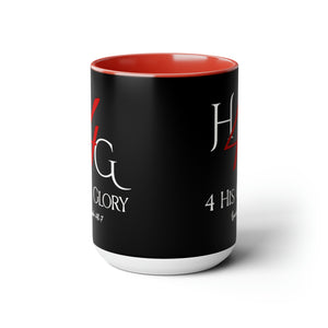 4 His Glory (Red) Coffee Mugs, 15oz