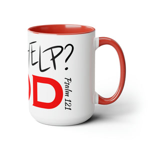 Need Help? Try God (Red) 15oz Coffee Mug