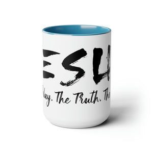 JESUS:  The Way - The Truth - The Life - Two-Tone Coffee Mugs, 15oz