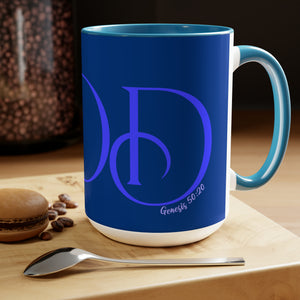 But GOD (Blue) - Two-Tone Coffee Mugs, 15oz