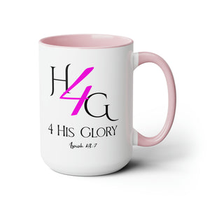 4 His Glory (Pink) Coffee Mugs, 15oz