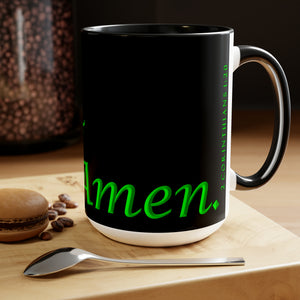 (Black & Green) Coffee Mugs, 15oz