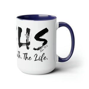 JESUS:  The Way - The Truth - The Life - Two-Tone Coffee Mugs, 15oz