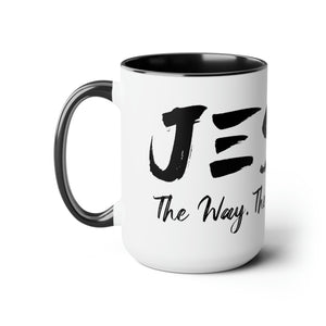 JESUS:  The Way - The Truth - The Life - Two-Tone Coffee Mugs, 15oz