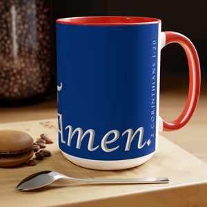 Yes! & Amen. (White/Blue) Coffee Mugs, 15oz