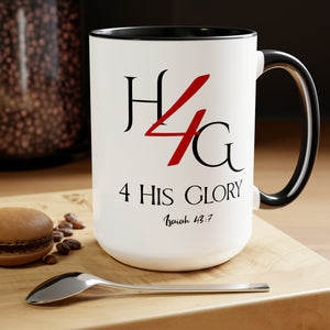 4 His Glory (Red) Coffee Mugs, 15oz