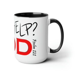 Need Help? Try God (Red) 15oz Coffee Mug