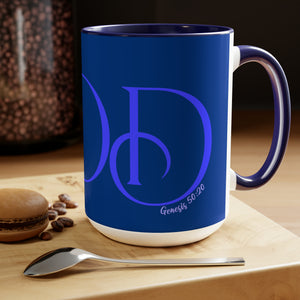 But GOD (Blue) - Two-Tone Coffee Mugs, 15oz