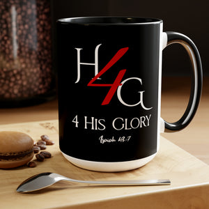 4 His Glory (Red) Coffee Mugs, 15oz