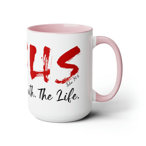 JESUS:  The Way - The Truth - The Life - Two-Tone Coffee Mugs, 15oz