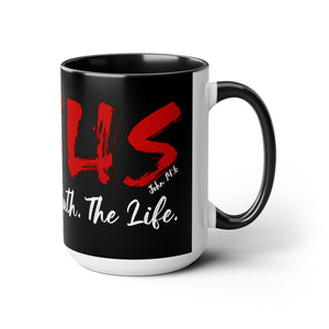 JESUS:  The Way - The Truth - The Life - Two-Tone Coffee Mugs, 15oz