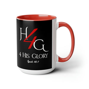 4 His Glory (Red) Coffee Mugs, 15oz