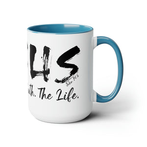 JESUS:  The Way - The Truth - The Life - Two-Tone Coffee Mugs, 15oz