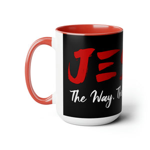 JESUS:  The Way - The Truth - The Life - Two-Tone Coffee Mugs, 15oz