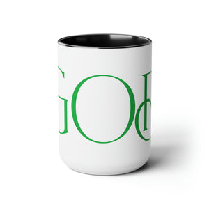 But God (Green) Two-Tone Coffee Mugs, 15oz